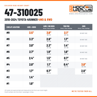 Bilstein 47-310025 Circlip Height Settings 2010-2024 4Runner