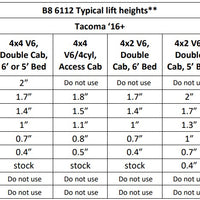 Bilstein 6112 Strut & Spring Assembled + Rear 5160 Reservoir Shocks Set for 2016-2023 Toyota Tacoma RWD