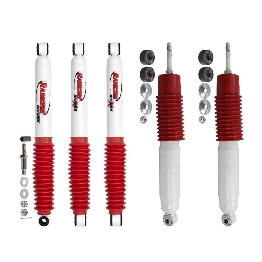 Rancho RS5000X Shocks& Stab Kit for 99-04 Silv 2500 HD 4WD 1-2.5