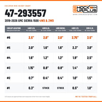 Bilstein 47-293557 Circlip Height Settings 2019-2026 Sierra 1500