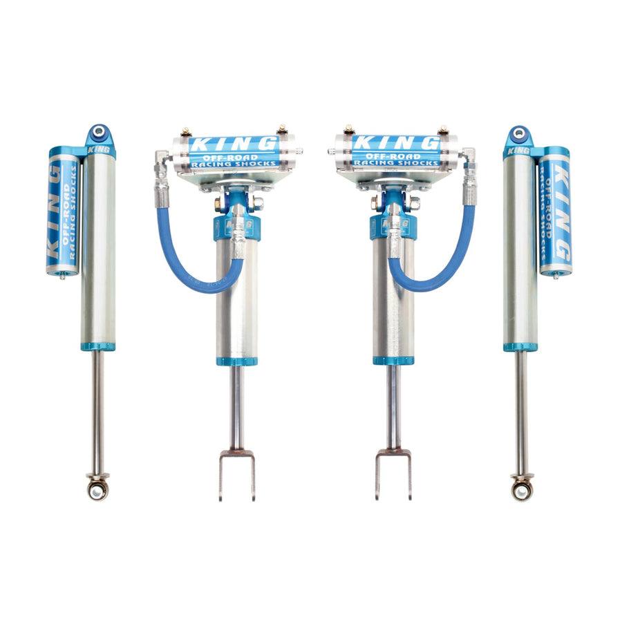 King Shocks 2.5 Performance w/ Remote Reservoir + Rear Reservoir Shocks Set for 2011-2022 Chevrolet Silverado 3500 HD 4WD