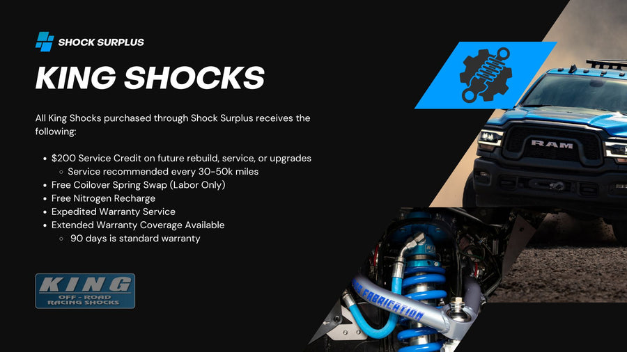 King Shocks 2.5 Performance w/ Remote Reservoir + Rear Reservoir Shocks Set for 2000-2010 Chevrolet Silverado 2500 HD 4WD w/0-2.5" lift